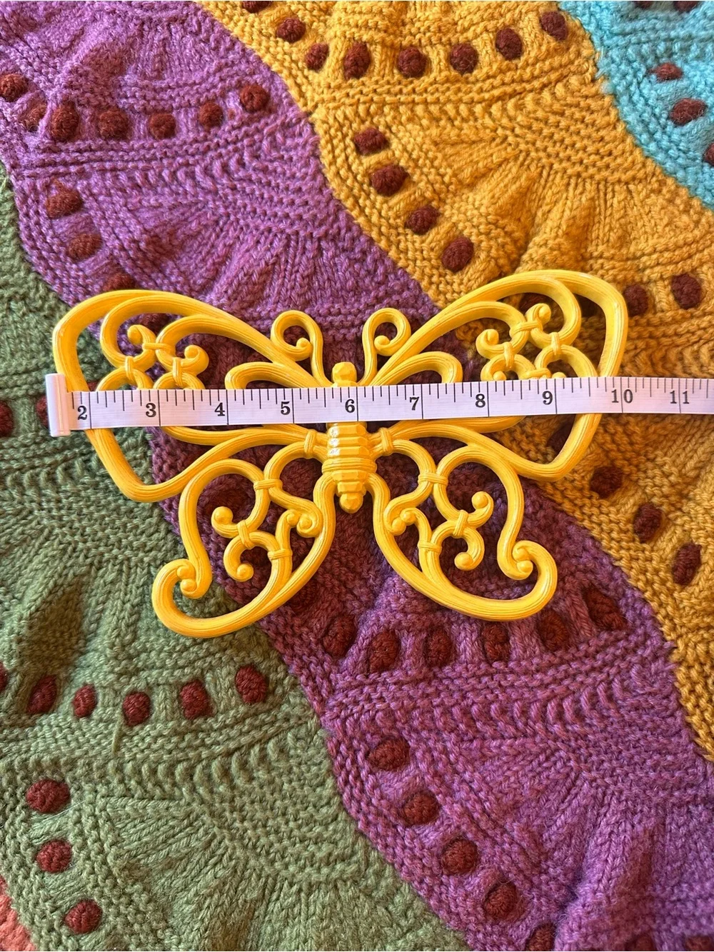 Homco Yellow Butterfly Groovy Wall Decor Hanger On Back
